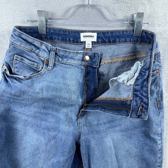 Sonoma High Rise Curvy Straight Jeans Womens Size 14R Denim Stretch Blue - Picture 4 of 12